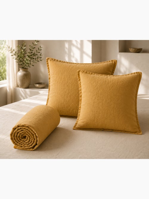 Parure Drap Housse + 2 Taies 60x60 cm 100% Lin Français - Kiabi