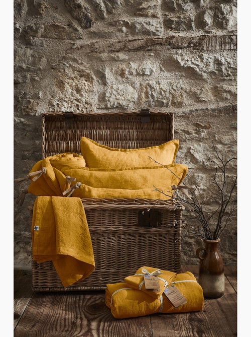Parure Drap Housse + 2 Taies 60x60 cm 100% Lin Français - Kiabi