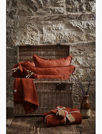 Parure Drap Housse + 2 Taies 60x60 cm 100% Lin Français
