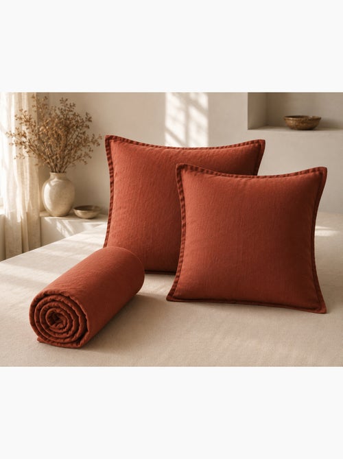 Parure Drap Housse + 2 Taies 60x60 cm 100% Lin Français - Kiabi