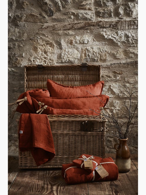 Parure Drap Housse + 2 Taies 60x60 cm 100% Lin Français - Kiabi