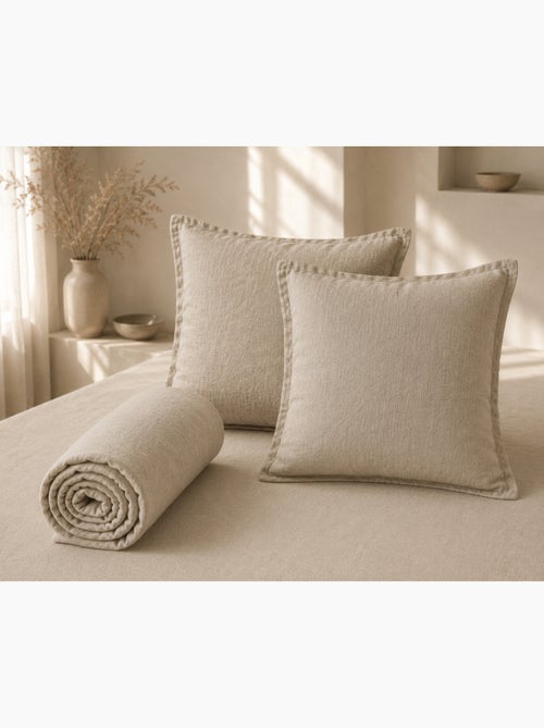 Parure Drap Housse + 2 Taies 60x60 cm 100% Lin Français - Kiabi