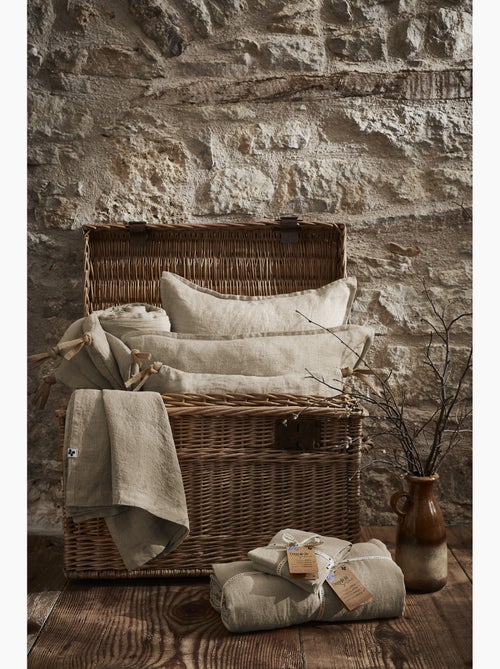 Parure Drap Housse + 2 Taies 60x60 cm 100% Lin Français - Kiabi