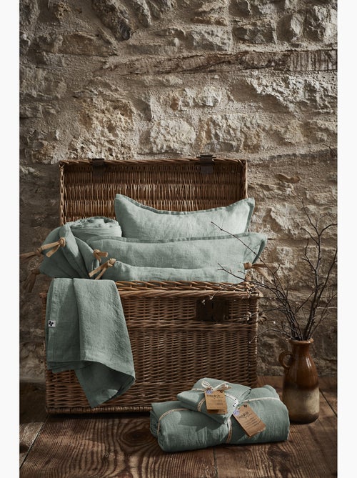Parure Drap Housse + 2 Taies 60x60 cm 100% Lin Français - Kiabi