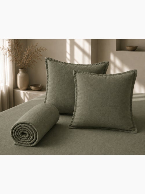 Parure Drap Housse + 2 Taies 60x60 cm 100% Lin Français - Kiabi