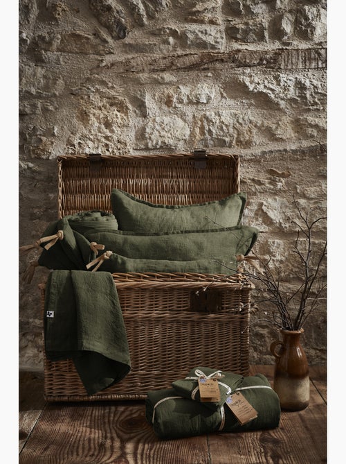 Parure Drap Housse + 2 Taies 60x60 cm 100% Lin Français - Kiabi