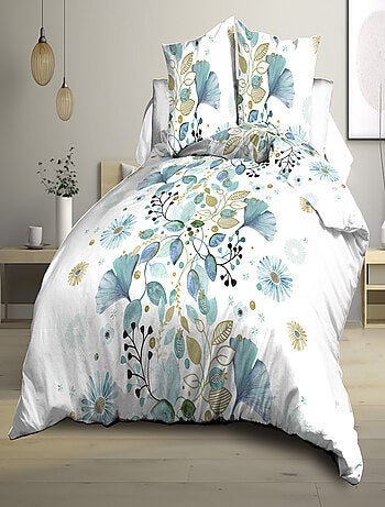Parure Drap plat + drap-housse 140x190 + 2 Taies Microfibre - Entretien Facile - Ginko