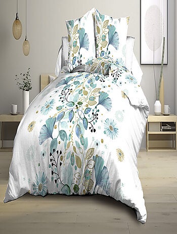 Parure Drap plat + drap-housse 140x190 + 2 Taies Microfibre - Entretien Facile - Ginko