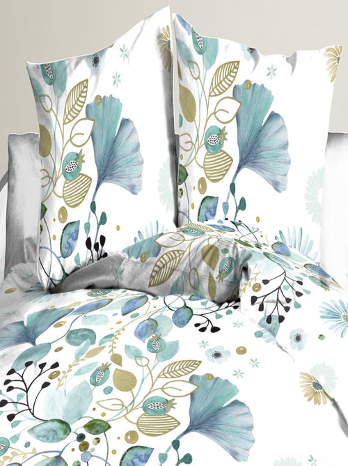 Parure Drap plat + drap-housse 140x190 + 2 Taies Microfibre - Entretien Facile - Ginko - Kiabi