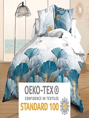 Parure Drap plat + drap-housse 140x190 + 2 Taies Microfibre - Entretien Facile - Ginko