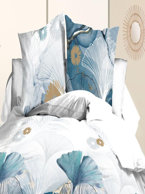 Parure Drap plat + drap-housse 140x190 + 2 Taies Microfibre - Entretien Facile - Ginko - Kiabi Parure Drap plat + drap-housse 140x190 + 2 Taies Microfibre - Entretien Facile - Ginko - Kiabi