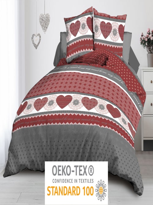 Parure Drap plat + drap-housse 140x190 + 2 Taies Microfibre - Entretien Facile - Ginko - Kiabi