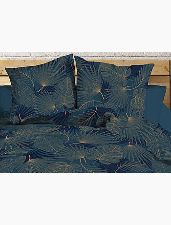 Parure Drap plat + drap-housse 140x190 + 2 Taies Microfibre - Entretien Facile - Olinda bleu