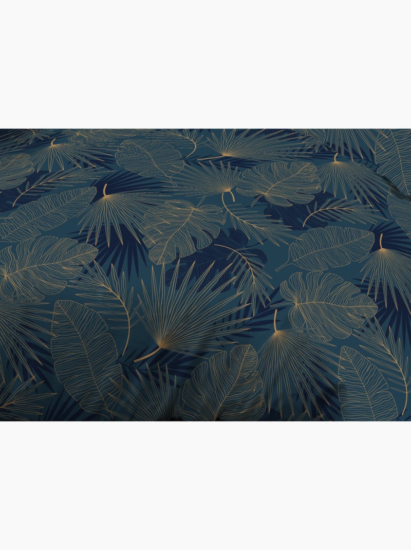 Parure Drap plat + drap-housse 140x190 + 2 Taies Microfibre - Entretien Facile - Olinda bleu Bleu Doré - Kiabi