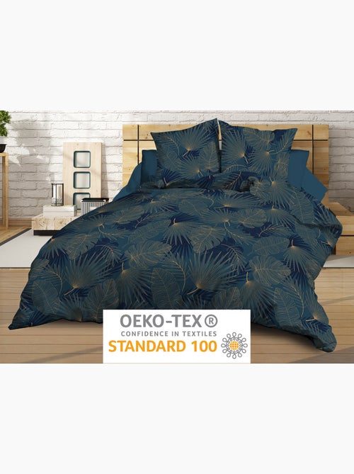 Parure Drap plat + drap-housse 140x190 + 2 Taies Microfibre - Entretien Facile - Olinda bleu - Kiabi Parure Drap plat + drap-housse 140x190 + 2 Taies Microfibre - Entretien Facile - Olinda bleu - Kiabi