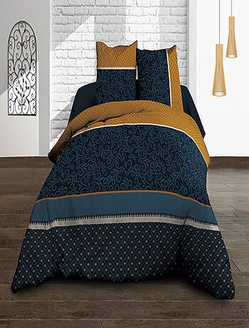 Parure Drap plat + drap-housse 160x200 + 2 T - Pur coton 57 fils - Alix