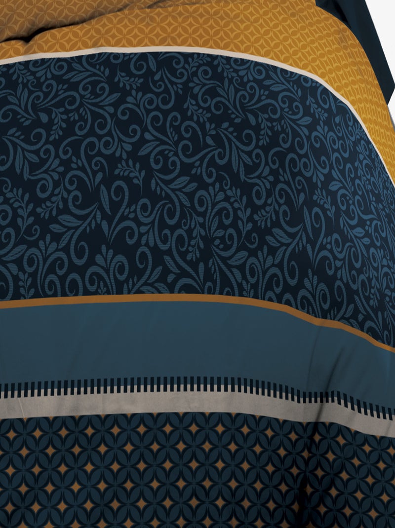 Parure Drap plat + drap-housse 160x200 + 2 T - Pur coton 57 fils - Alix Bleu - Kiabi