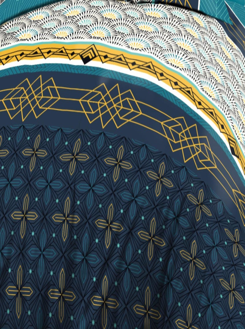 Parure Drap plat + drap-housse 160x200 + 2 T - Pur coton 57 fils - Biarritz Bleu - Kiabi