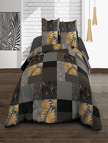 Parure Drap plat + drap-housse 160x200 + 2 T - Pur coton 57 fils - Doha