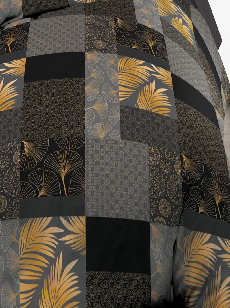 Parure Drap plat + drap-housse 160x200 + 2 T - Pur coton 57 fils - Doha Noir - Kiabi