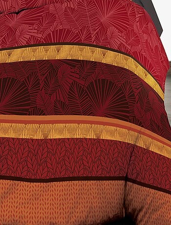 Parure Drap plat + drap-housse 160x200 + 2 T - Pur coton 57 fils - Jade rouge