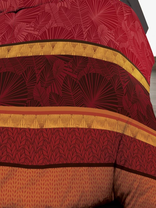Parure Drap plat + drap-housse 160x200 + 2 T - Pur coton 57 fils - Jade rouge - Kiabi