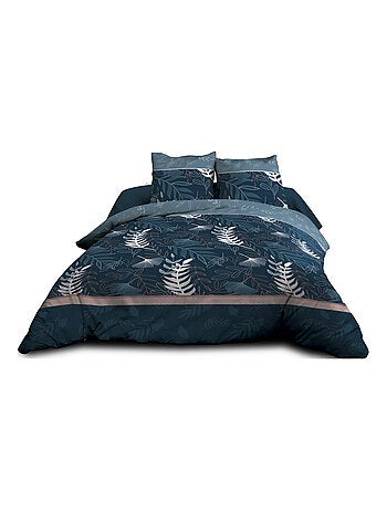 Parure Drap plat + drap-housse 160x200 + 2 T - Pur coton 57 fils - Romy