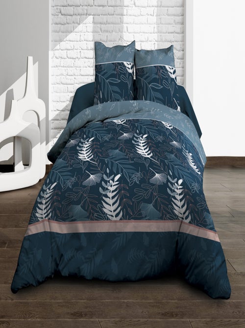 Parure Drap plat + drap-housse 160x200 + 2 T - Pur coton 57 fils - Romy - Kiabi