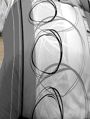 Parure Drap plat + drap-housse 160x200 + 2 T - Pur coton 57 fils - Roue Libre gris