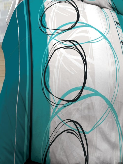 Parure Drap plat + drap-housse + 2 T - Pur Coton 57 Fils - Roue L Turquoise - Kiabi