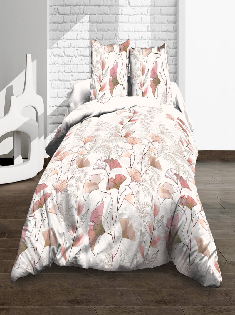 Parure Drap plat + drap-housse + 2 taies - Pur coton 57 fils - Kyoto Rose - Kiabi