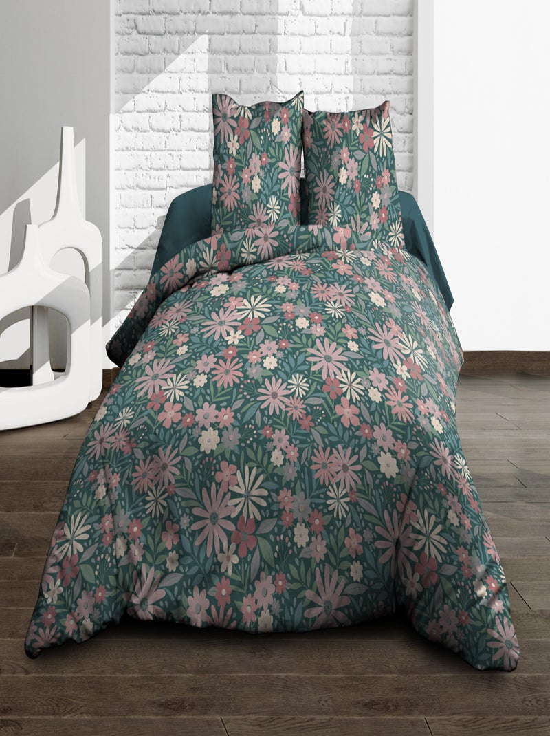 Parure Drap plat + drap-housse  + 2 taies - Pur coton 57 fils - Maguy Bleu - Kiabi