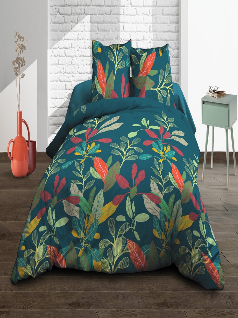 Parure Drap plat + drap-housse + 2 taies d'oreiller 63 x 63 cm - Pur coton 57 fils - Acapulco Bleu - Kiabi