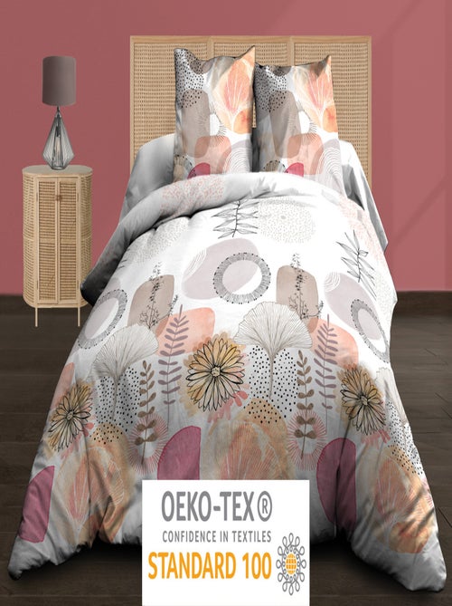 Parure Drap plat + drap-housse + 2 taies d'oreiller 63 x 63 cm - Pur coton 57 fils - Aquarel - Kiabi