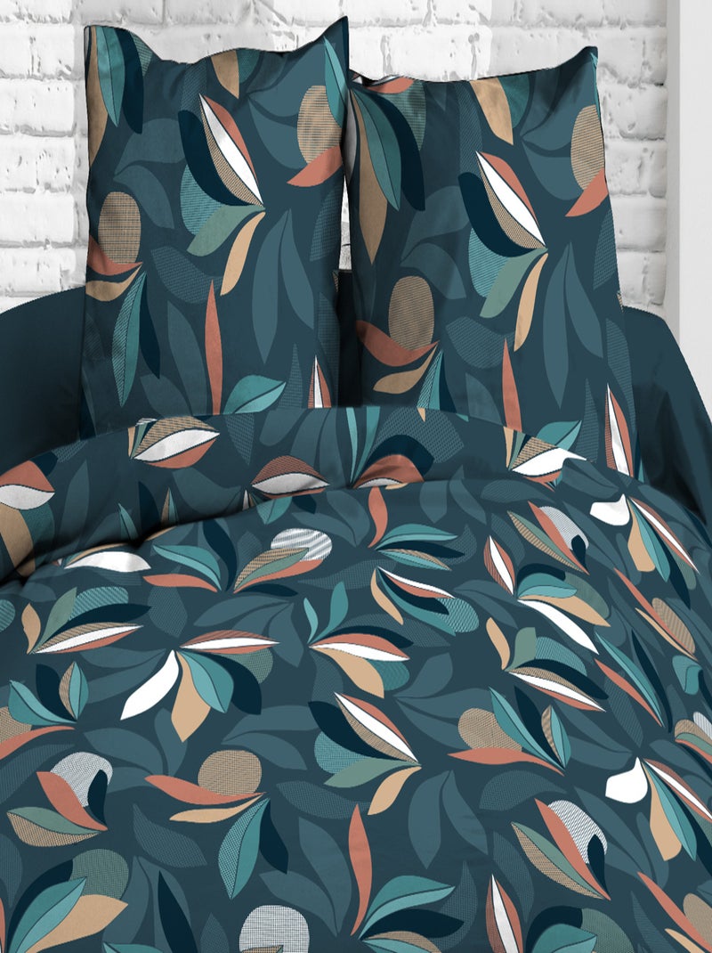 Parure Drap plat + drap-housse + 2 taies d'oreiller 63 x 63 cm - Pur coton 57 fils - Lena Bleu - Kiabi