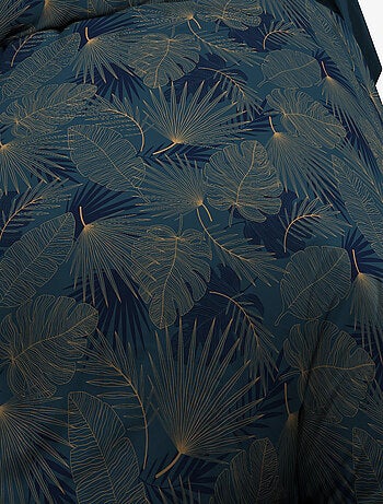 Parure Drap plat + drap-housse + 2 taies d'oreiller 63 x 63 cm - Pur coton 57 fils - Olinda bleu