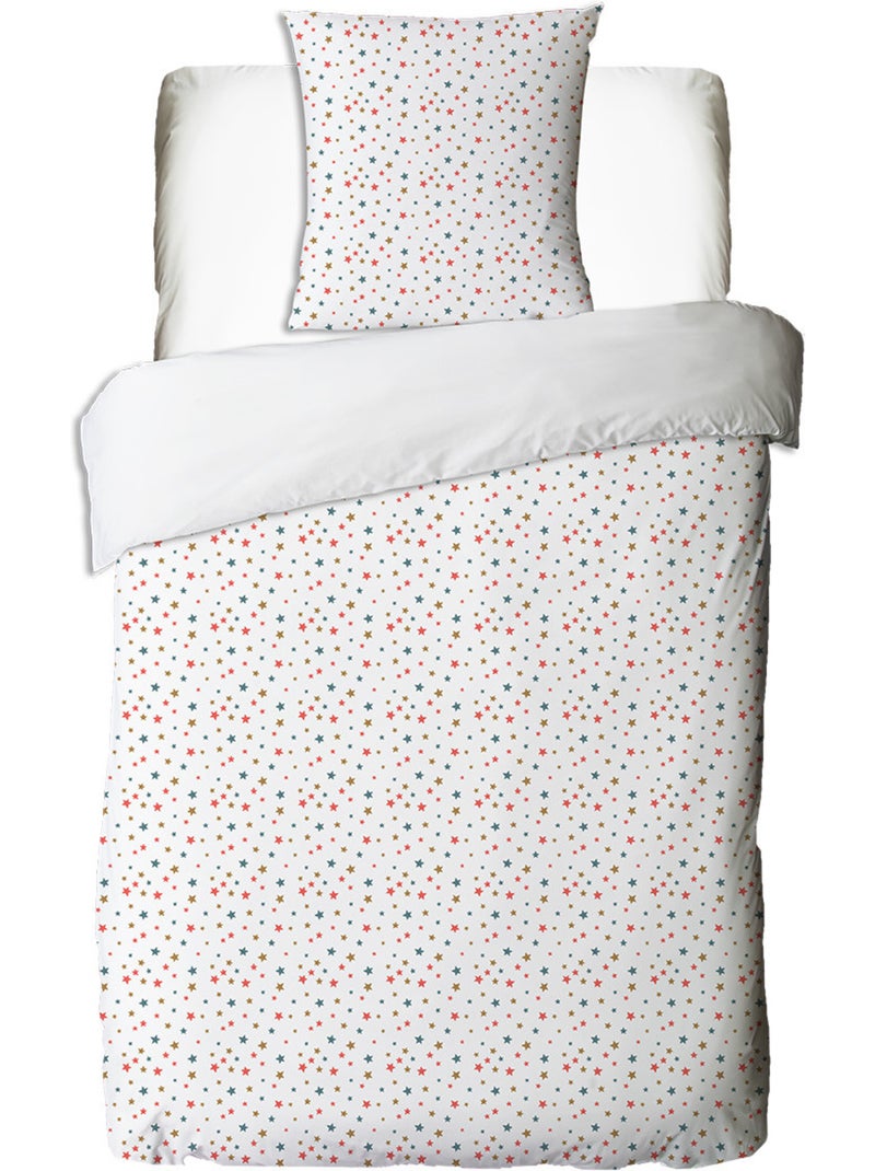 Parure enfant 140x200cm Circus 57 fils Blanc Bleu marine Bleu - Kiabi