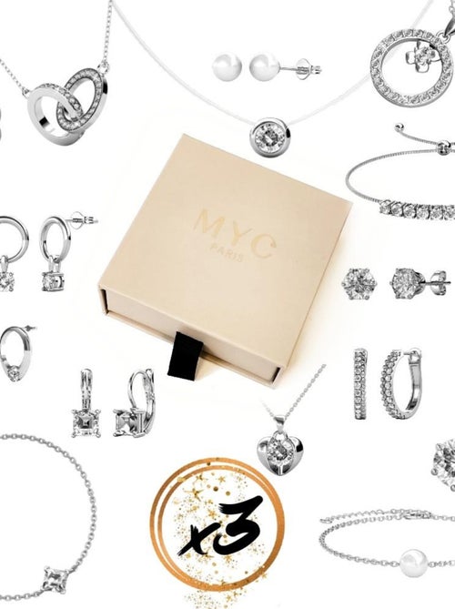 Parure et Coffret 3 bijoux - Argenté et cristal - Kiabi