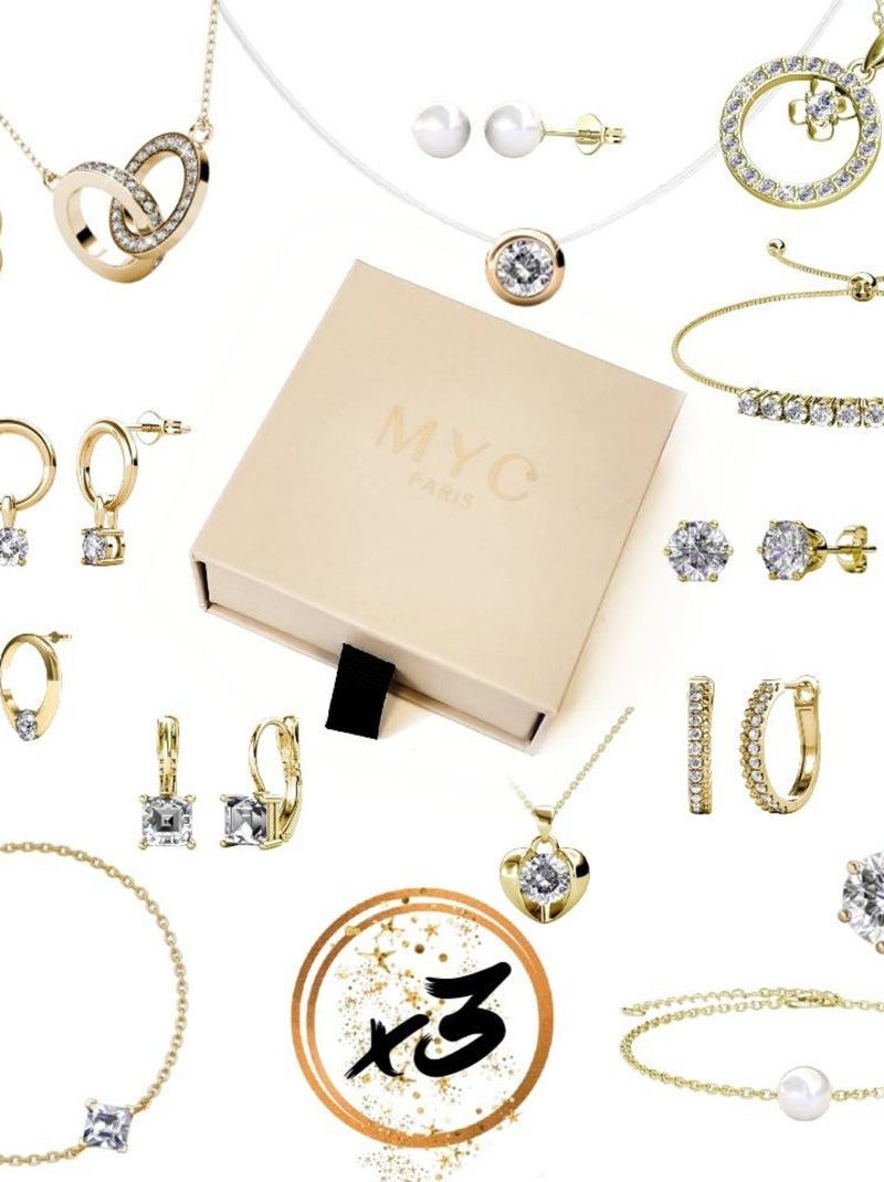 Parure et Coffret 3 bijoux - Doré et cristal Doré/or - Kiabi