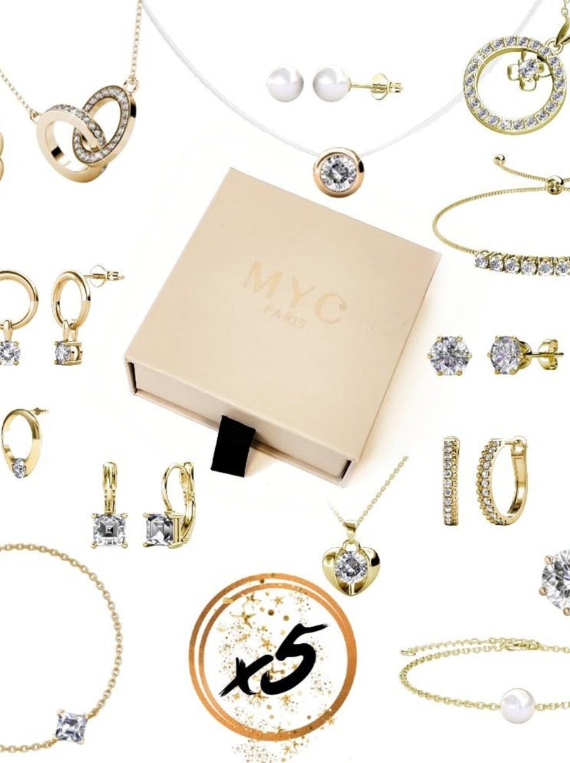 Parure et Coffret 5 bijoux - Doré et cristal Doré/or - Kiabi