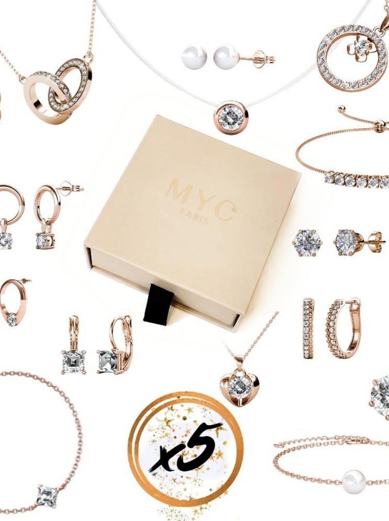 Parure et Coffret 5 bijoux - Or Rosé et cristal Or rose - Kiabi
