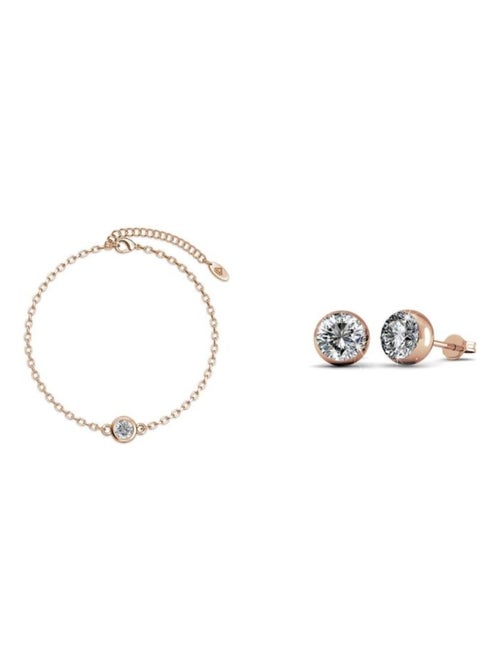 Parure et Coffret Birth Stone Moon - Or Rosé et Cristal - Kiabi