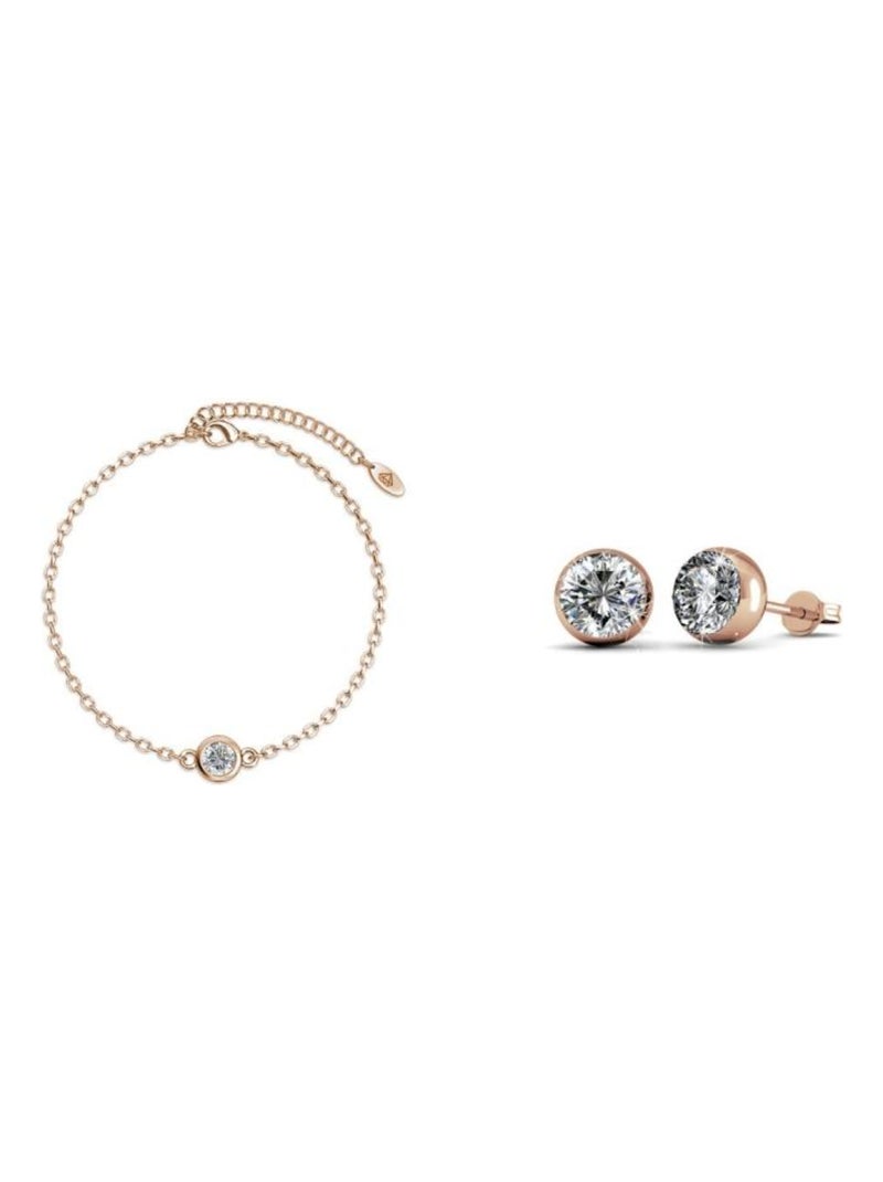 Parure et Coffret Birth Stone Moon - Or Rosé et Cristal Or rose - Kiabi