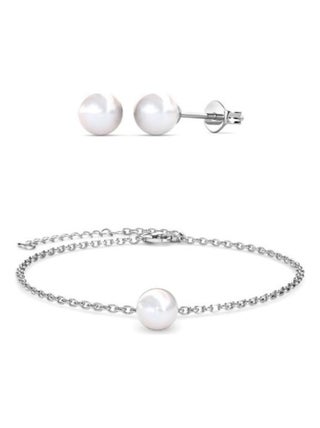 Parure et Coffret Full Moon Crystal Pearl - Argenté et Cristal