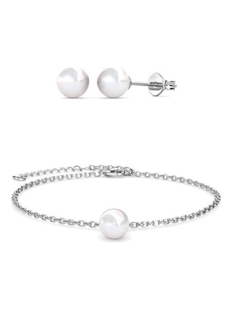 Parure et Coffret Full Moon Crystal Pearl - Argenté et Cristal Argenté - Kiabi