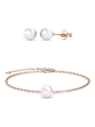 Parure et Coffret Full Moon Crystal Pearl - Or Rosé et Cristal