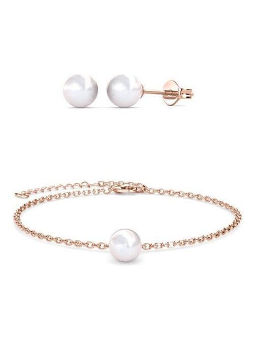 Parure et Coffret Full Moon Crystal Pearl - Or Rosé et Cristal - Kiabi