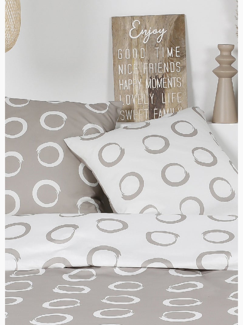 Parure flanelle 240 x 220cm, Cercles - AFIBEL Beige/Blanc - Kiabi