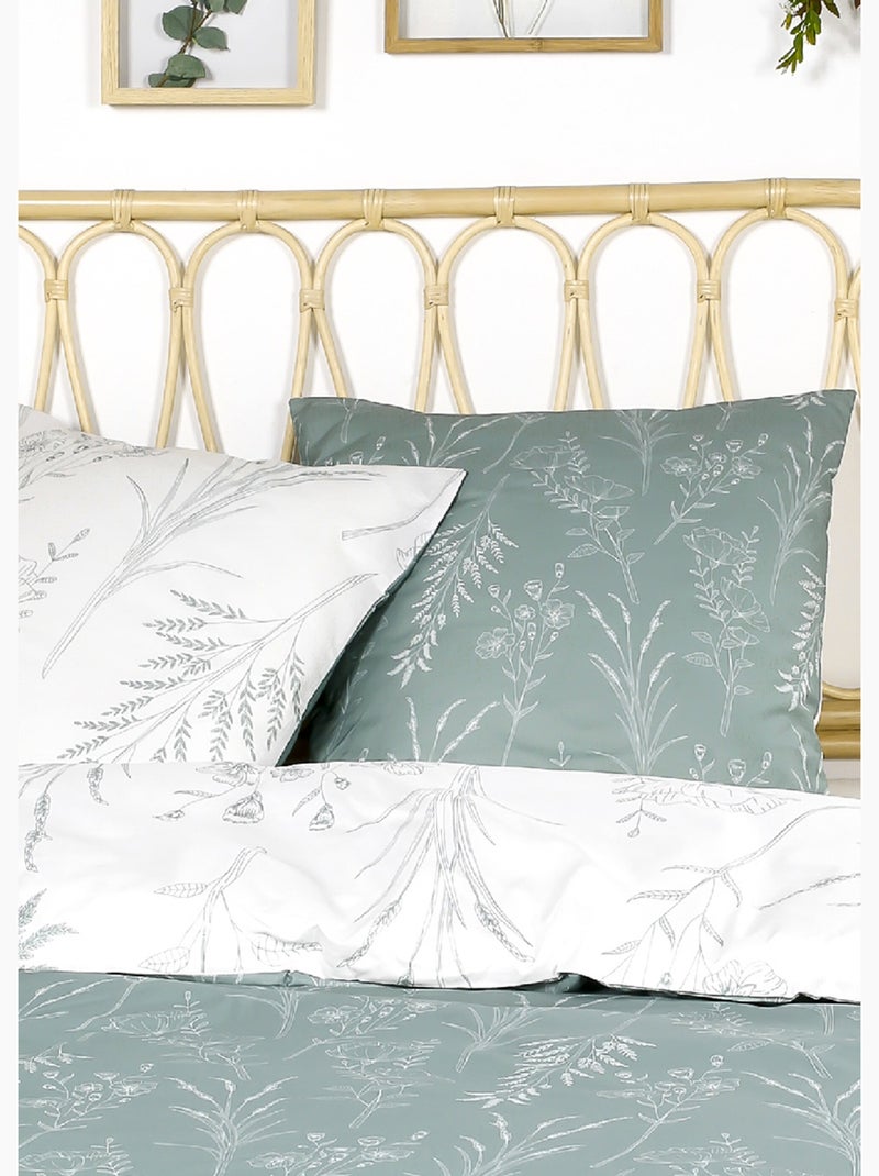 Parure flanelle 240 x 220cm, Fleurettes - AFIBEL Blanc Vert clair - Kiabi