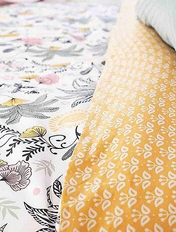 Parure fleurie en satin de coton bio